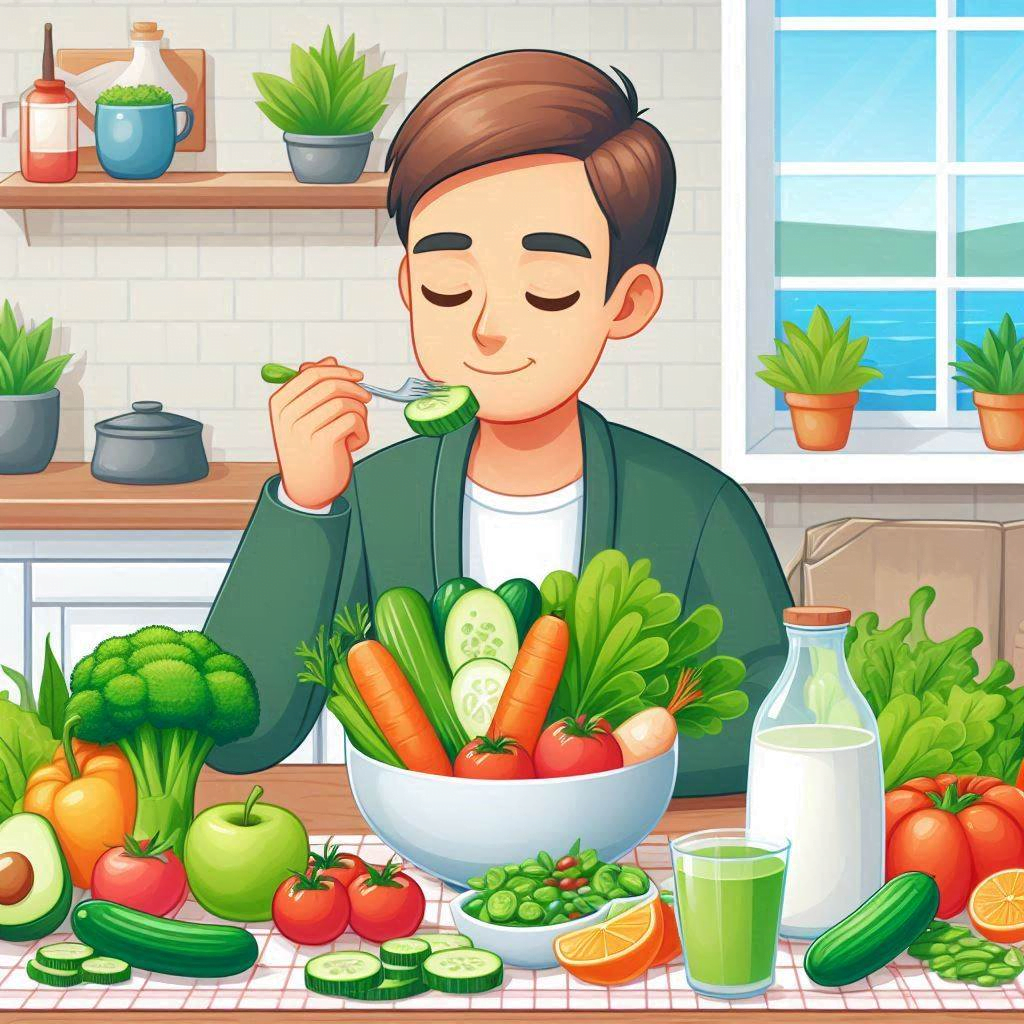 Ăn nhiều rau xanh, rau củ quả để bổ sung vitamin và các khoáng chất cần thiết